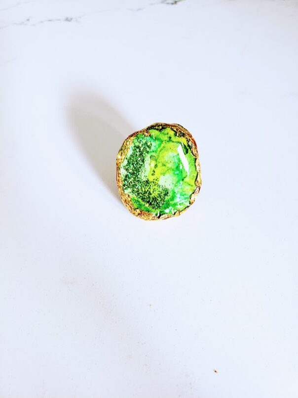 SANTA GREEN - bague en vitrail