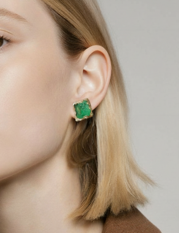 TYCOON - boucles d'oreilles verte vitrail – Image 2