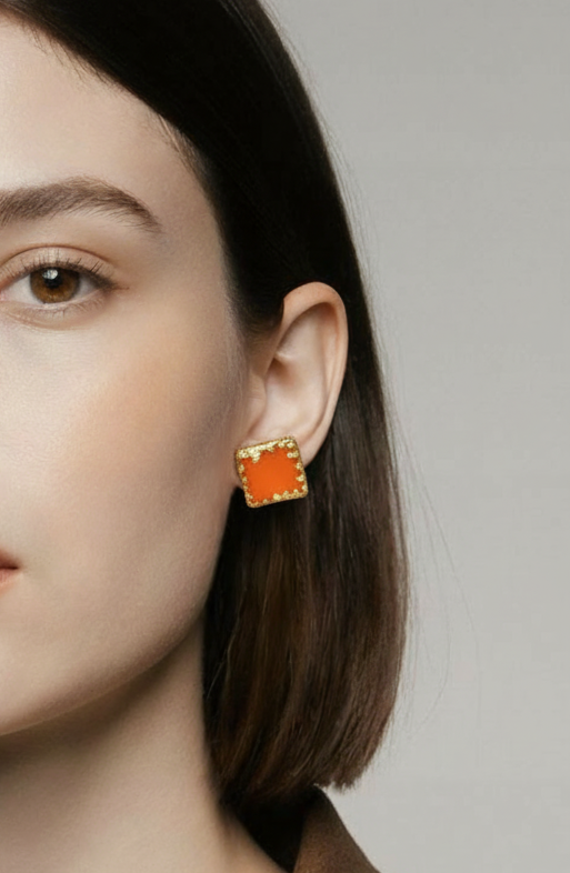 MINET - boucles oreilles en vitrail orange – Image 2