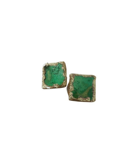 TYCOON - boucles d'oreilles verte vitrail