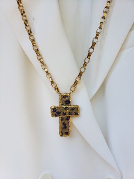 CATHY - SAUTOIR CROIX  en VITRAIL