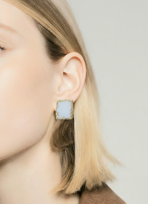 SOLO - boucles d'oreilles en vitrail blanc – Image 2