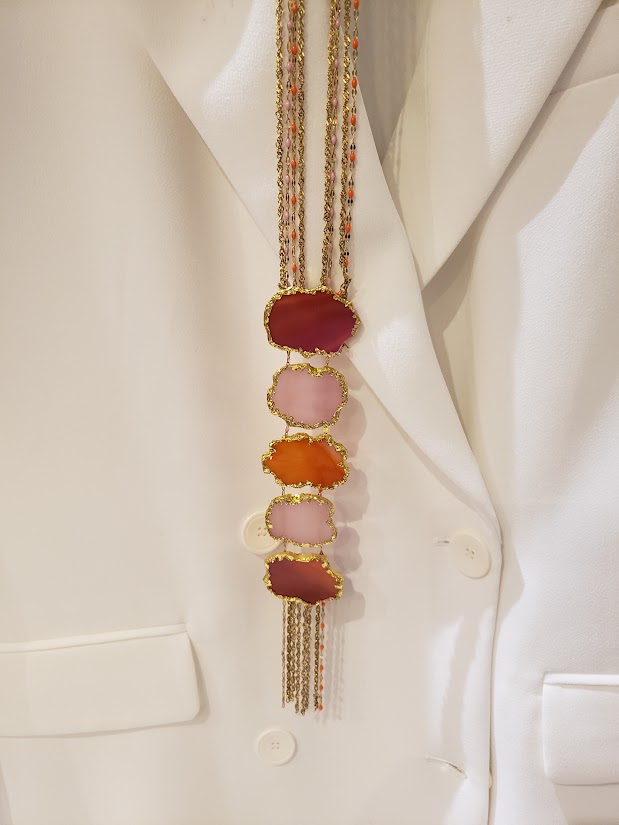 SATIE - sautoir en vitrail orange et rose – Image 2